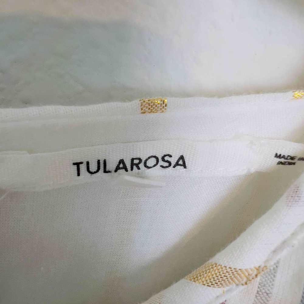 Tularosa Brittany‎ Dress in Marshmallow Ruched Ruffle Mini Cotton Size Medium - Picture 5 of 13